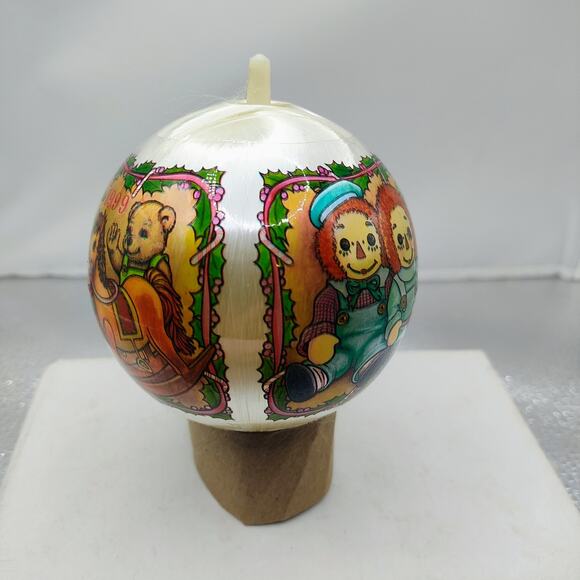 Raggedy Ann & Andy Christmas Silk Wrapped Ornament Ball Vintage Holiday Decor - Picture 5 of 11